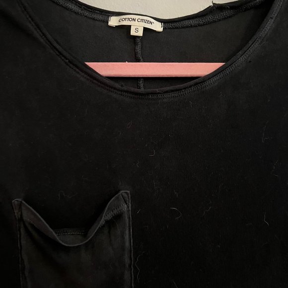 Cotton Citizen Size Small Distressed Black Sleeveless Pocket Tee - Picture 2 of 3
